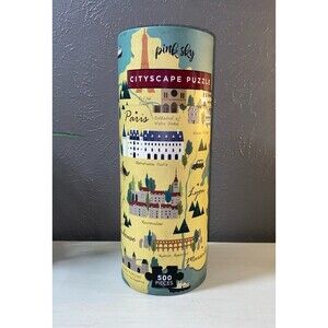 Pink Sky Cityscape Puzzle "Welcome To France"-500 Pieces-20"x20"-NEW